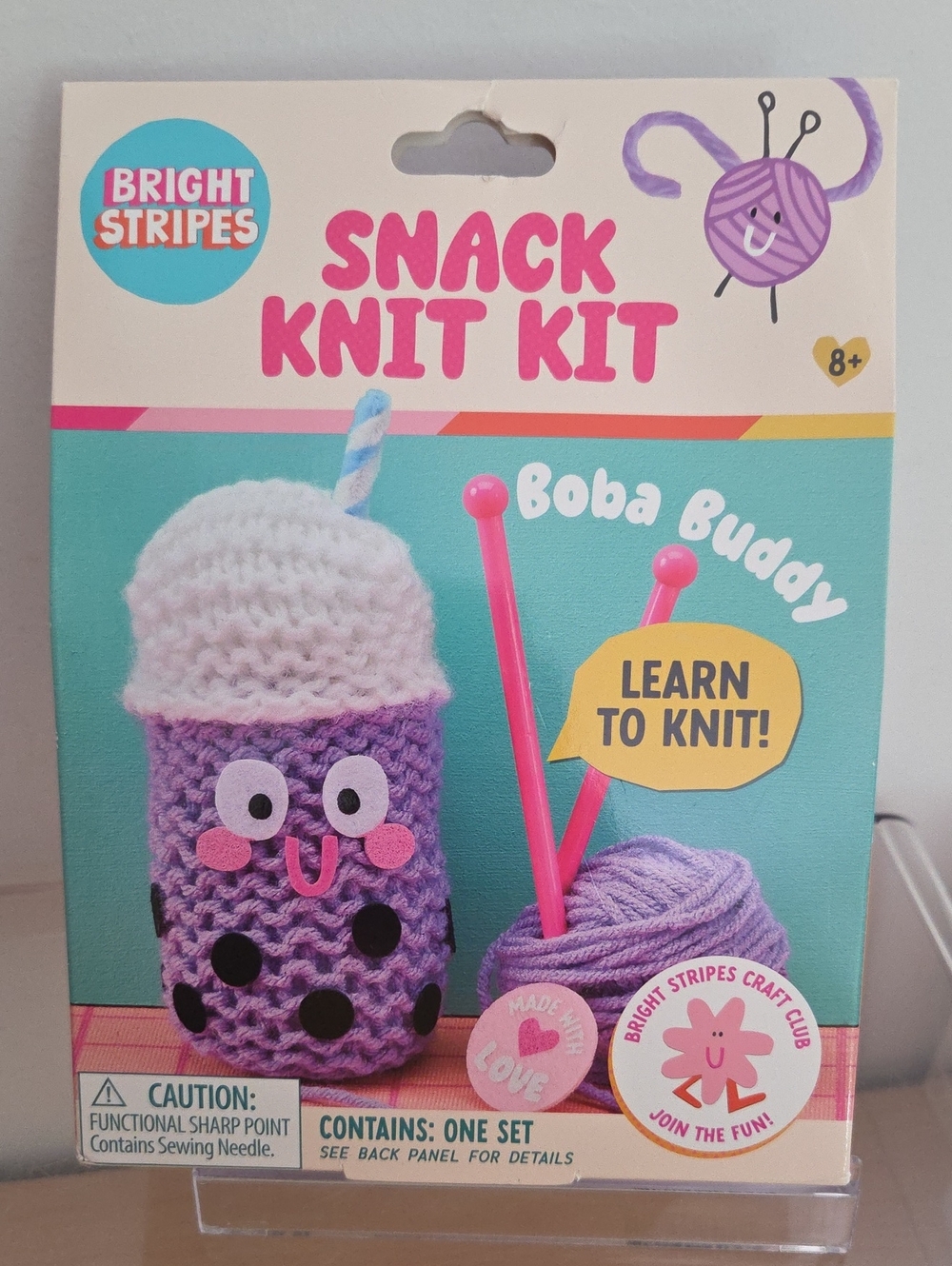 Purple Snack Knit Kit - Boba Buddy, Learn To Knit, NIB